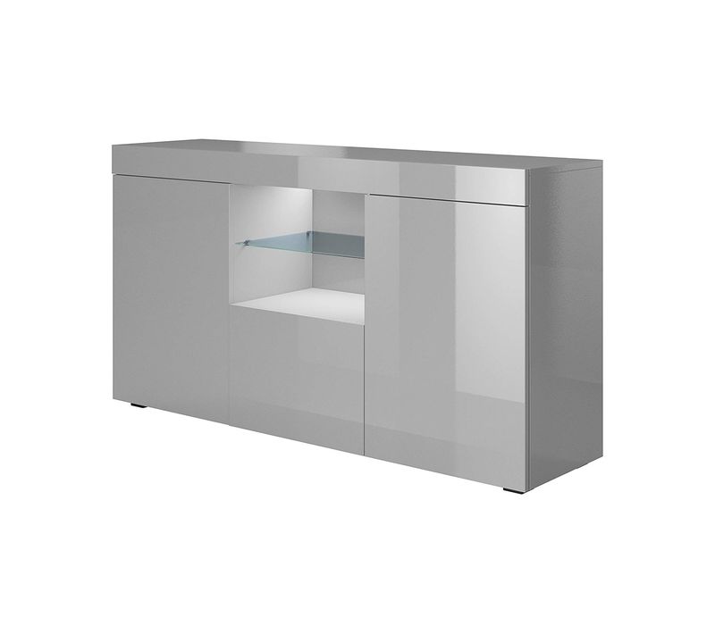 Bahut Buffet Pour Salon Salle à Manger En Gris Avec LED 135x34x72cm Sefora