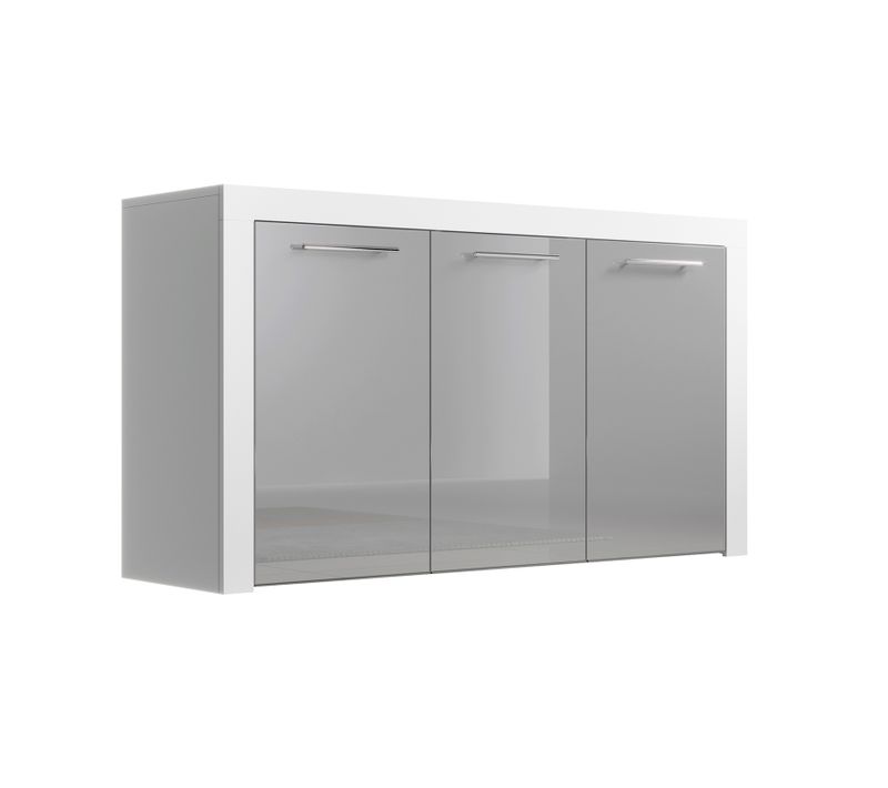 Bahut Buffet Pour Salon Salle à Manger En Blanc Et Gris 144x42x80cm Nelia