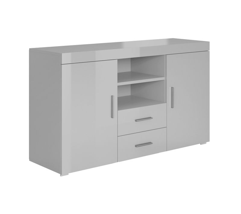 Bahut Buffet Pour Salon Salle à Manger En Gris 140x40x80cm Roque