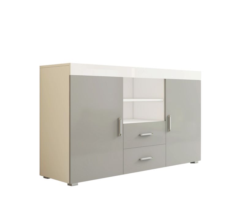 Bahut Buffet Pour Salon Salle à Manger En Blanc Et Gris 140x40x80cm Roque