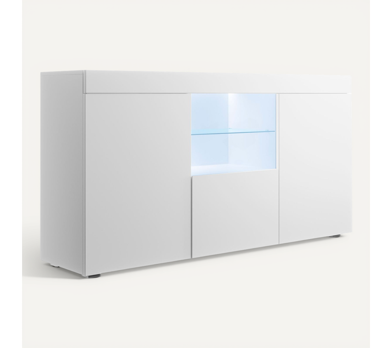 Bahut Buffet Pour Salon Salle à Manger En Blanc Avec LED 150x40x80cm Natolia