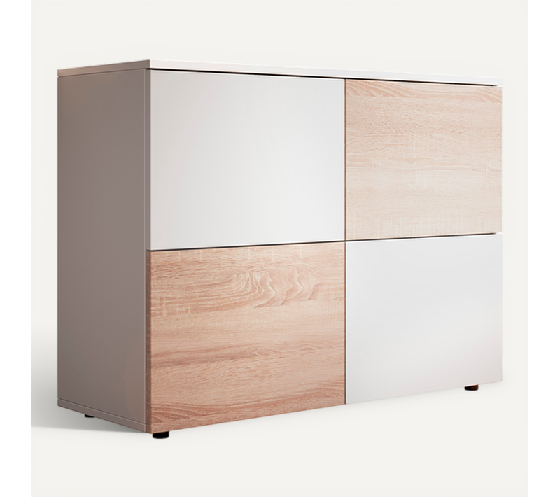 Bahut Buffet Pour Salon Salle à Manger En Blanc Et Sonoma 90x34x68cm Zoel