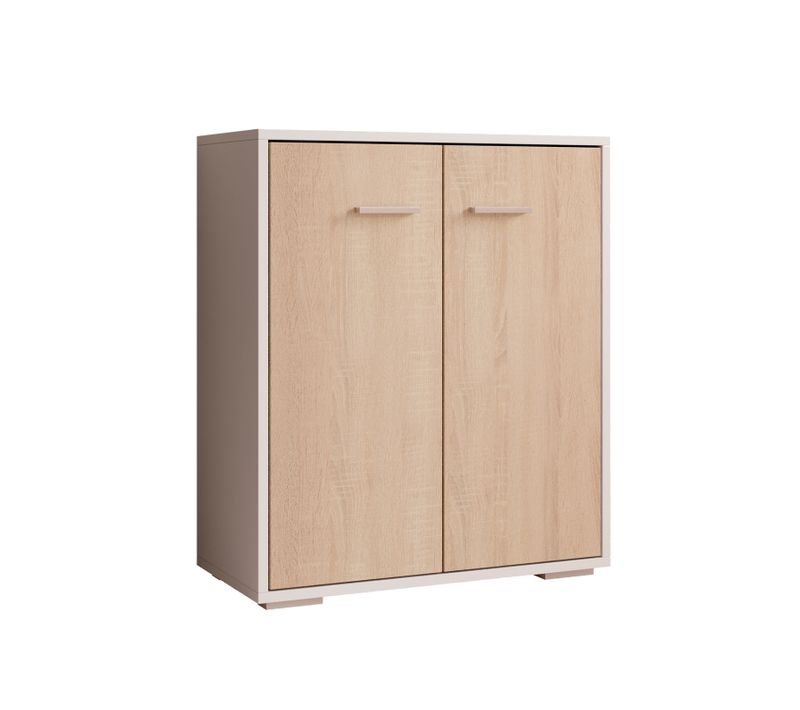 Bahut Buffet Bas Pour Salon Salle à Manger En Blanc Et Sonoma 60x30x71cm Lander L2
