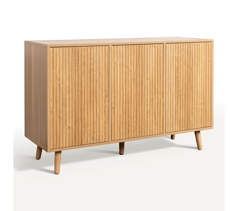 Bahut Buffet Pour Salon Salle à Manger En Couleur Chêne Alba 120x40x76cm Renzo