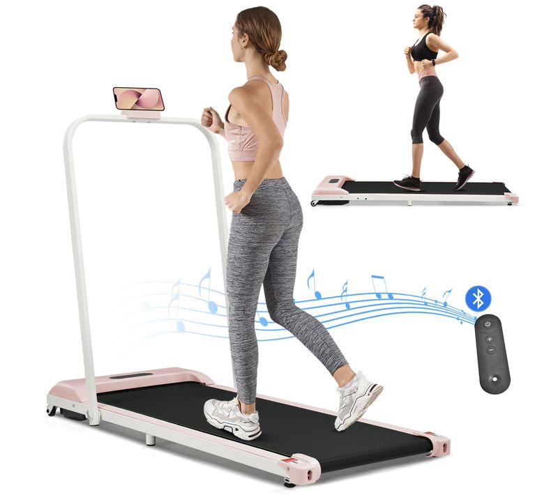 Tapis Roulant 2 En 1, Vitesse 1-6 Km/h, Avec Support Téléphone, Léger Et Pliable, Noir