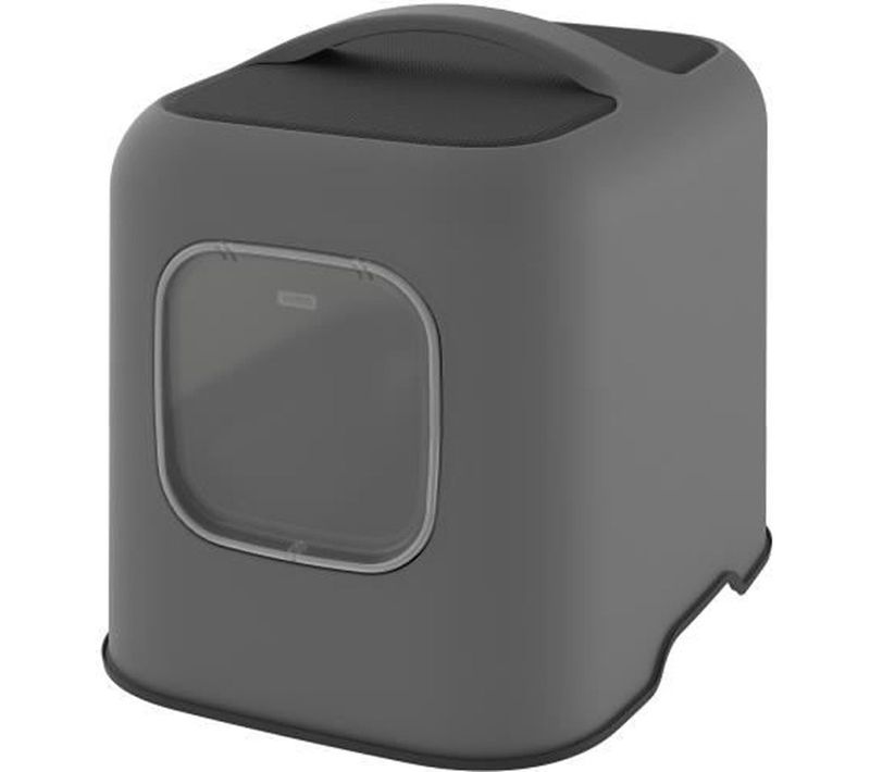 Bac à Litière Couvert Anthracite En Plastique Recyclé - 51×39,5×44,3 Cm