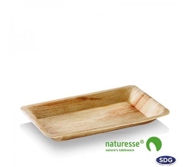 Assiette Rectangulaire Feuille De Palmier 24x16 Cm - Sdg Lot De 100