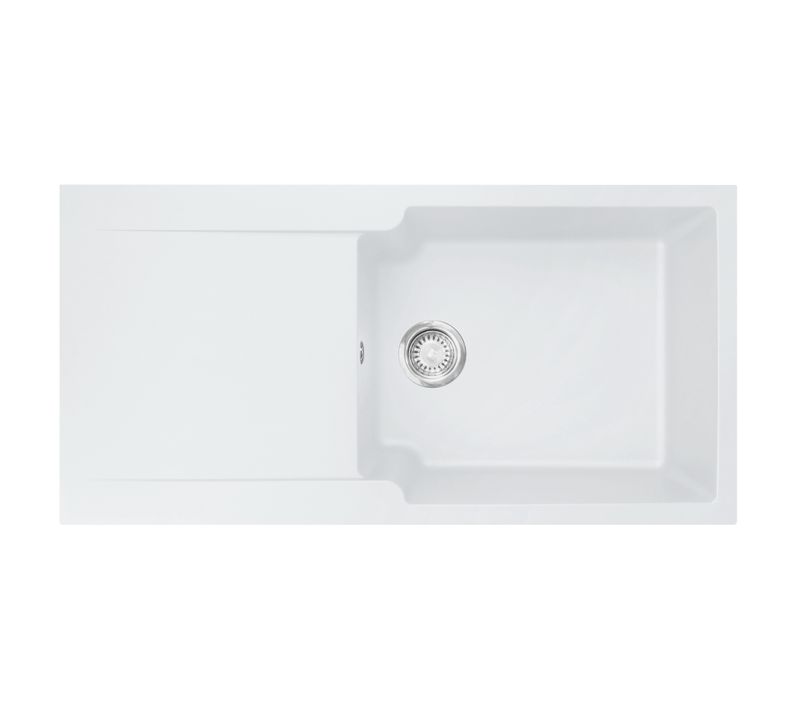 Evier 1 bac 1 égouttoir ETIK ETIK 611-100 BLANC MANU