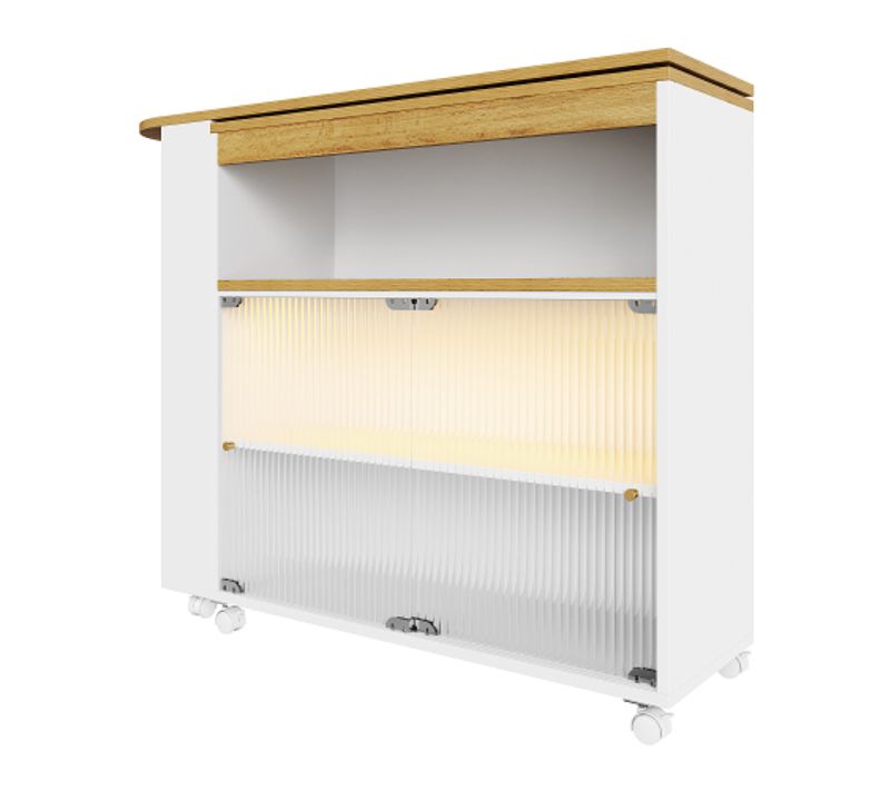 Table De Bar Extensible Avec Rangement, Blanc (138-204×39×105cm)