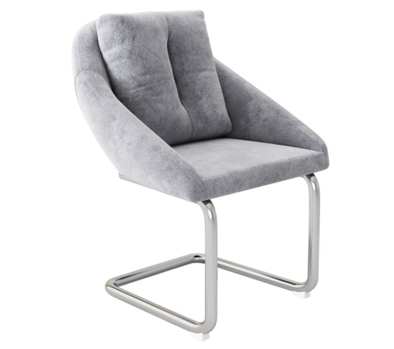 Chaise En Velours Gris Haut De Gamme Avec Cadre Métallique Robuste- Lot De 6 Chaises