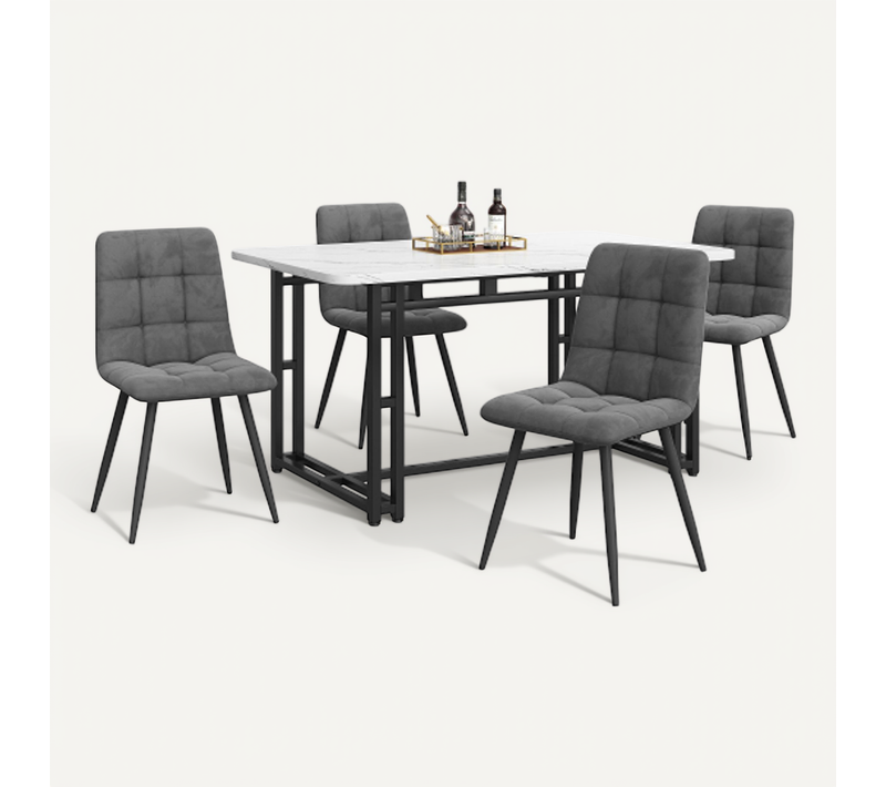 Ensemble De Table à Manger Noir 140x80 Cm Avec 4 Chaises