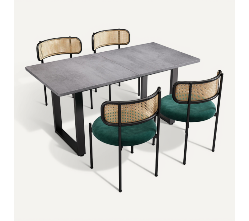 Ensemble De Table Et Chaises (5 Pièces), 4 Chaises De Salle à Manger En Velours