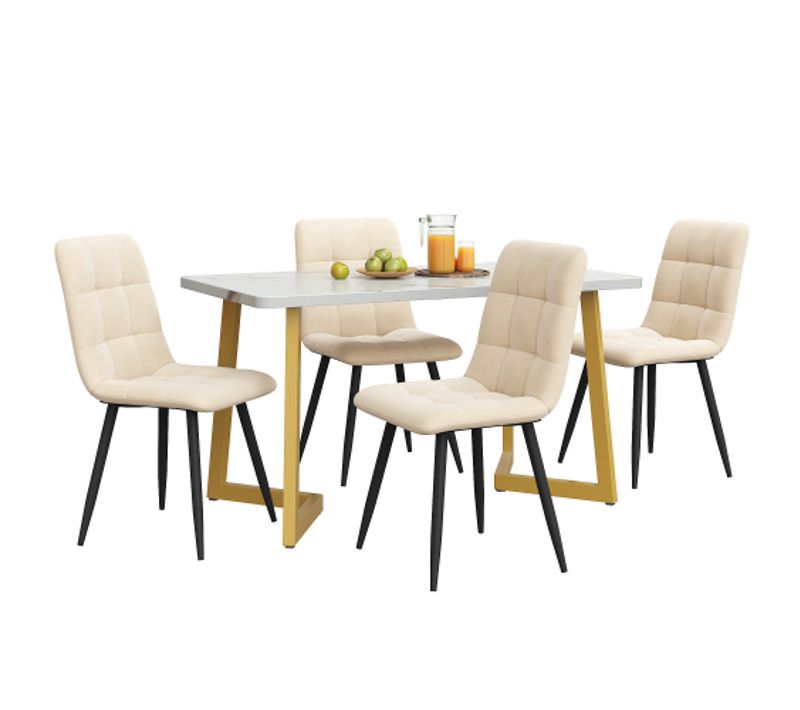 Ensemble De 117 Cm De Table à Manger Avec 4 Chaises, Table De Cuisine Moderne