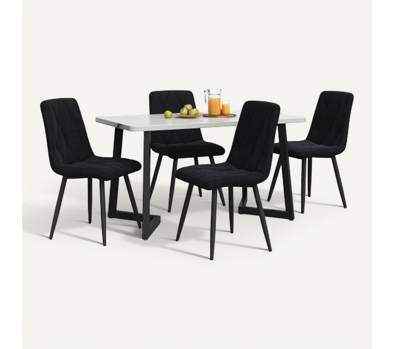 Ensemble De Salle à Manger (table Rectangulaire 117×68 Cm Avec 4 Chaises)