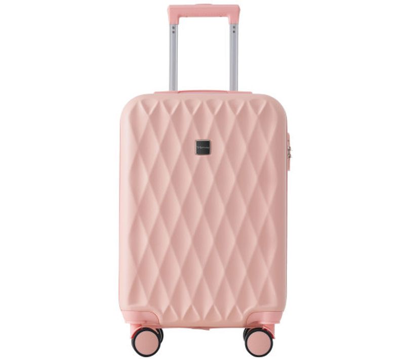 Valise Rigide, Valise à Roulettes, Bagage Cabine 4 Roues, Matériau Abs, Serrure Tsa,rose
