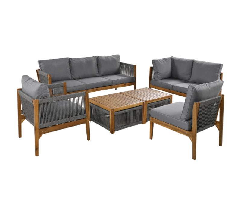 Ensemble De Mobilier De Jardin, Lounge Pour 7-8 Personnes, Structure En Bois D'acacia