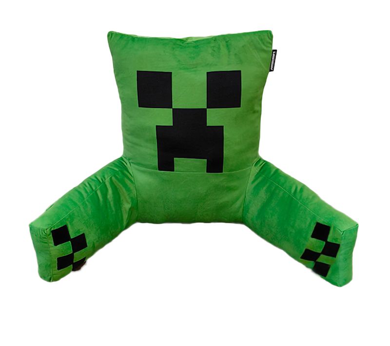 Coussin De Lecture Avec Dossier Haut Accoudoirs Et Poche - Vert Creeper Minecraft