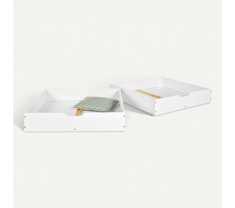 Lot De 2 Tiroirs Pour Lit Superposé Aaron   Blanc 90x190 Cm