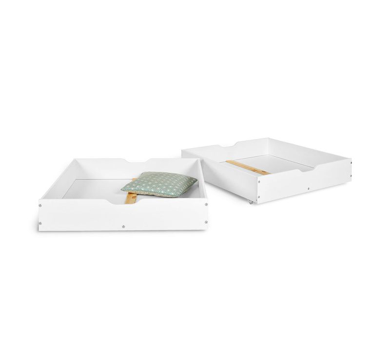 Lot De 2 Tiroirs Pour Lit Superposé Aaron   Blanc 80x190 Cm