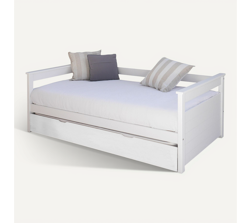 Pack Lit Gigogne Avec 2 Matelas Izao Blanc 90x190 Cm