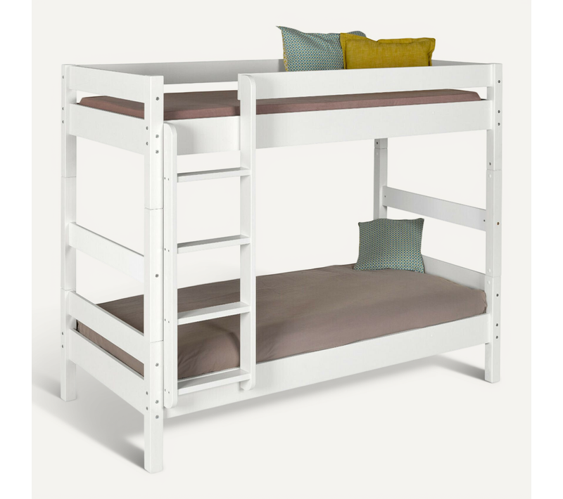 Pack Lit Superposé Séparable Avec 2 Matelas Aaron Blanc 90x190 Cm