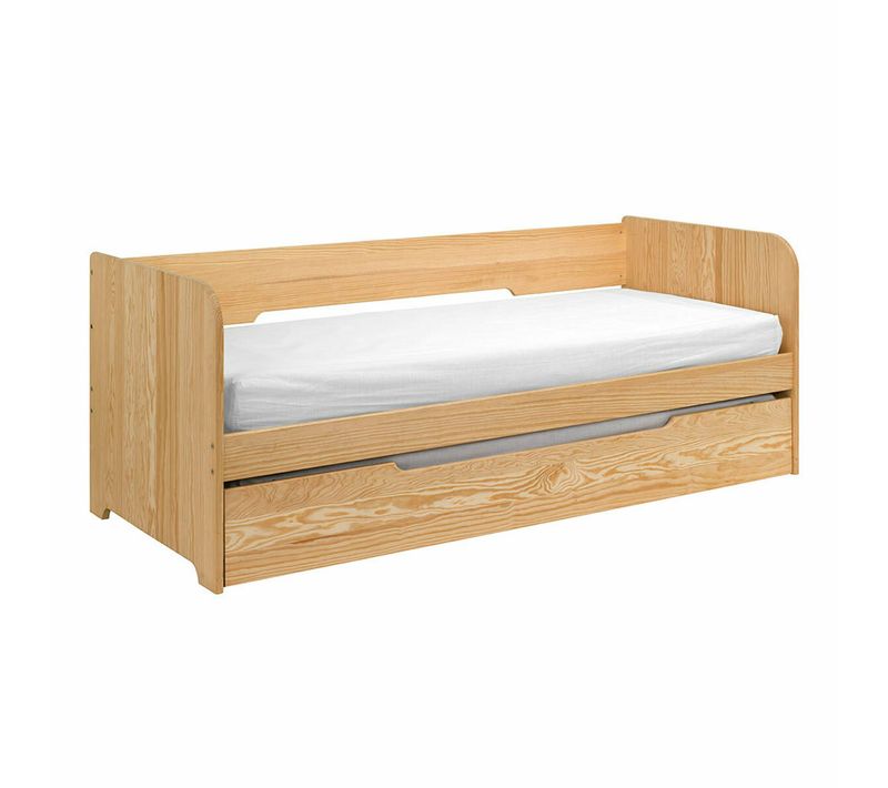 Lit Gigogne Java   Bois Naturel 80x200 Cm