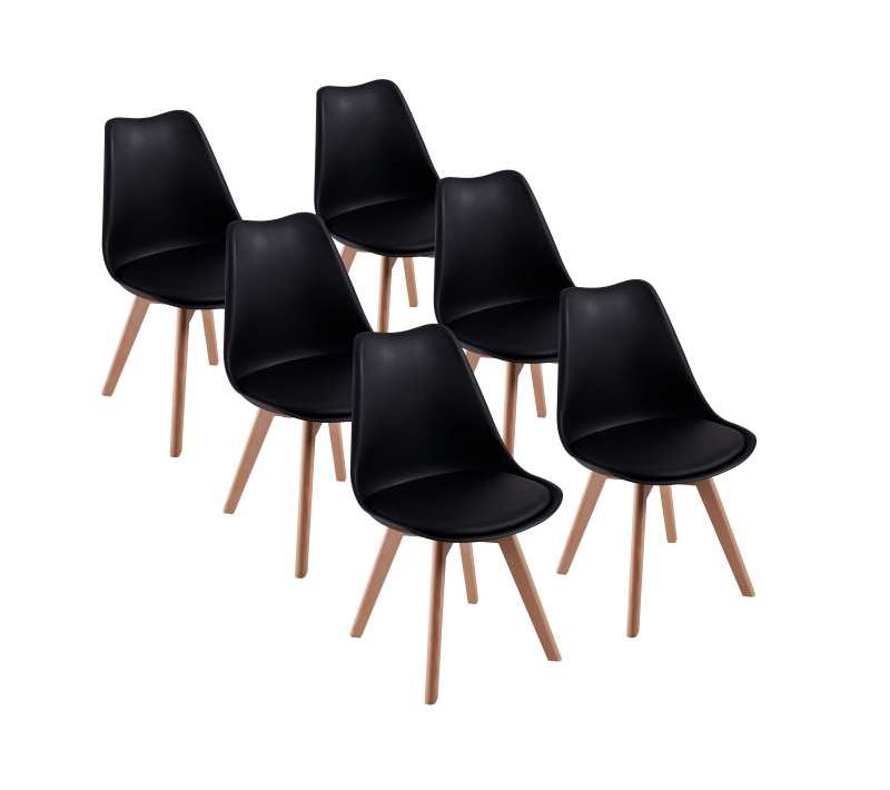 Chaises De Salle à Manger Scandinave, Chaise De Bureau Rétro, Noir, Lot De 6
