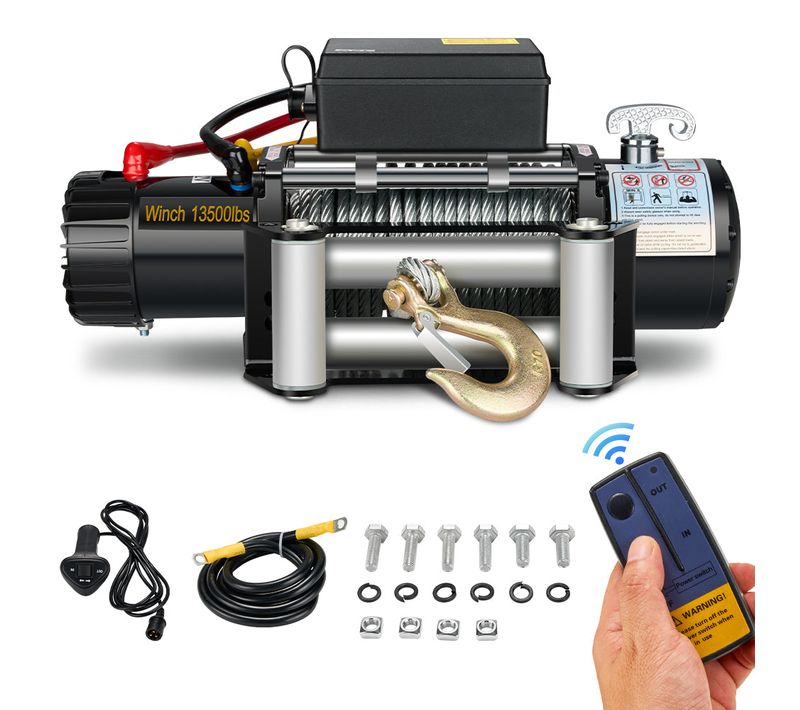 Treuil électrique 13500lbs/6075kg 12v, Treuil électrique Avec Télécommande Sans Fil