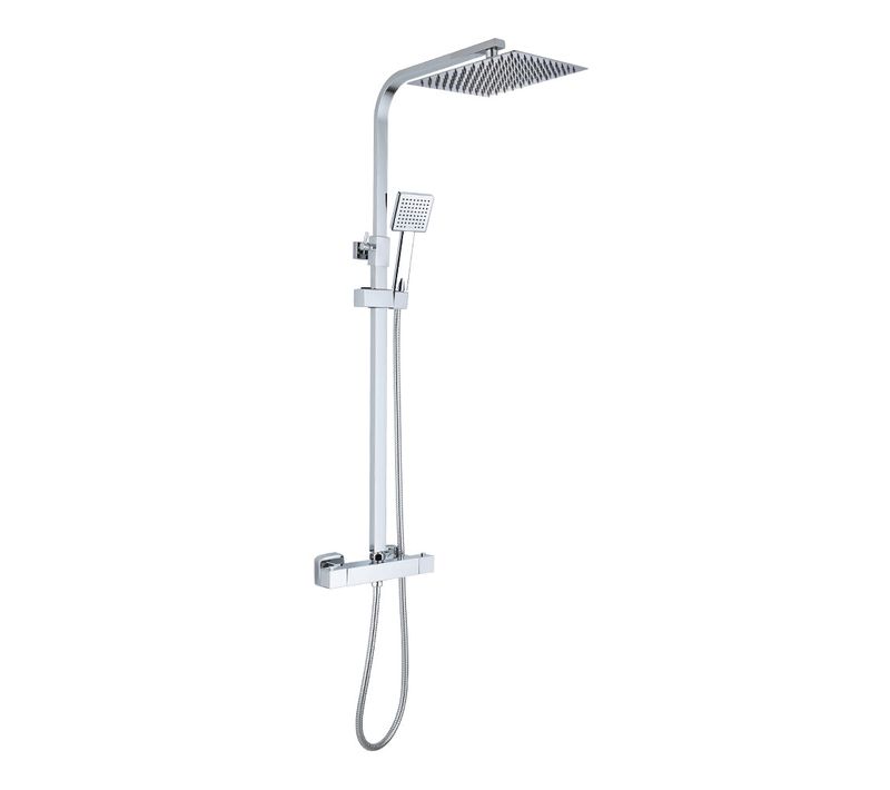 Colonne De Douche Thermostatique, Avec Mitigeur Réglable Hauteur, Argentée