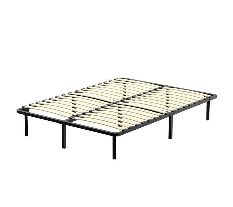 Sommier Cadre À Lattes 140x190cm Sommier À Lattes Sur Pieds , 9 Pieds Inclus