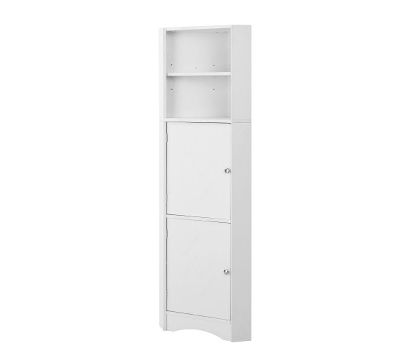 Colonne De Salle De Bain Avec Deux Étagères, 36,5 X 36,5 X 155 Cm, Blanc