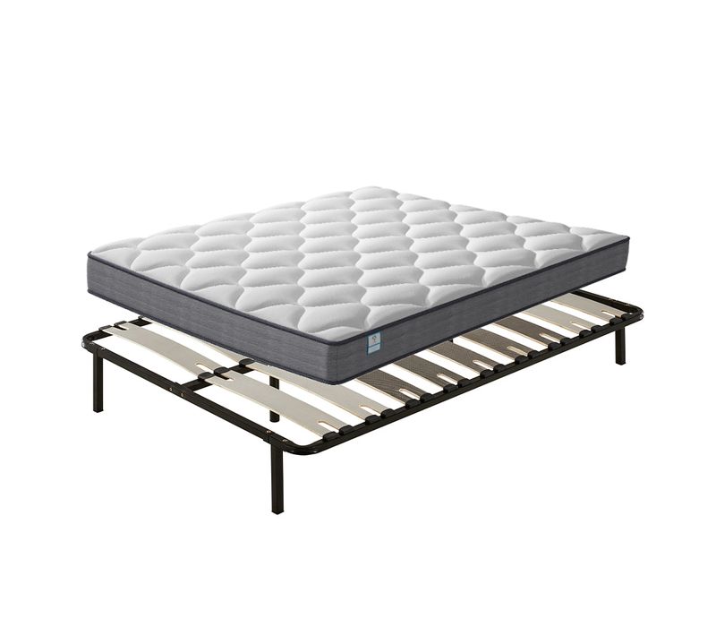Ensemble Matelas à Ressorts 140x190 cm Epaisseur 20 cm + Sommier Avec Lattes Larges