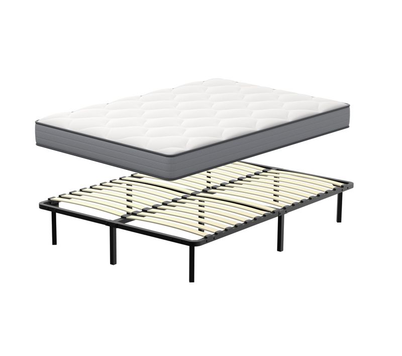 Ensemble Matelas à Ressorts 140x190cm, Epaisseur 20 cm + sommier à Lattes Sur Pieds
