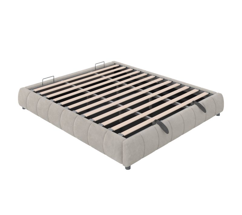 Cadre De Lit 180x200 Cm Sans Tête De Lit Avec LED Blanc, Rangement Hydraulique, Lit Simple Beige