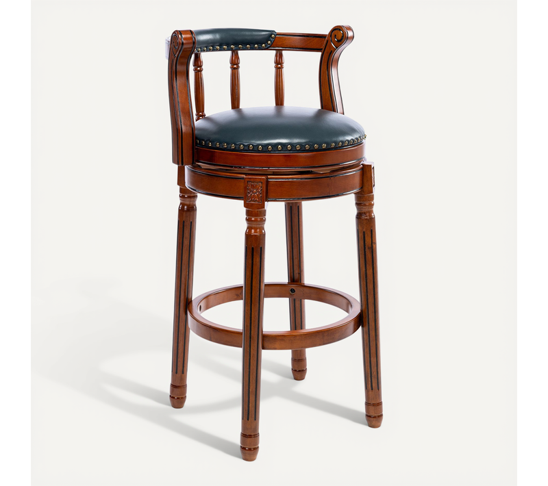 Tabourets De Bar Pivotants 360° En Cuir Vachette Et Bois Blanc Ivoire