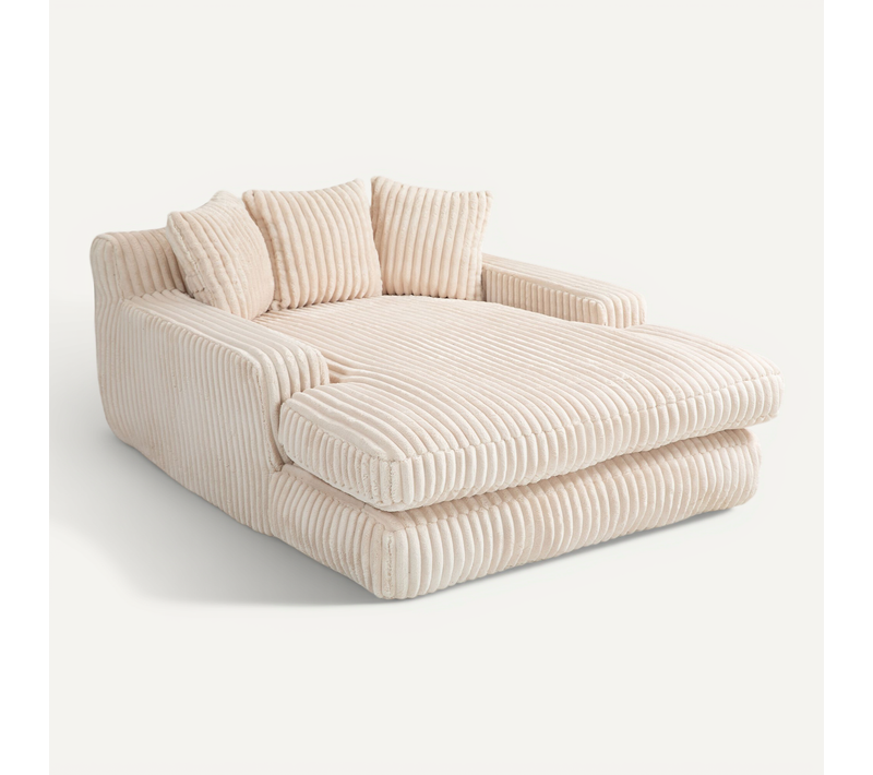 Canapé-lit En Velours Côtelé Moderne Avec 3 Coussins, Beige
