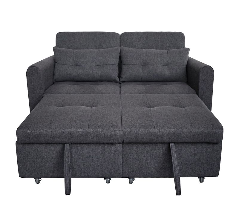 Canapé Convertible 3-en-1 Avec Dossier Réglable, USB Et Poches, Gris