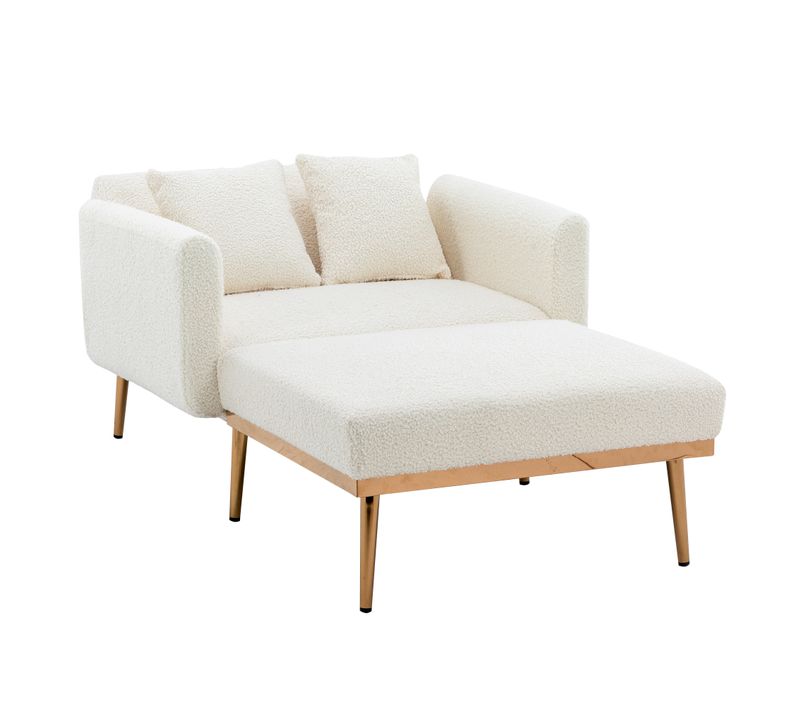 Fauteuil Moderne Relax Inclinable 3 Positions, Convertible En Lit, Tissu Peluche