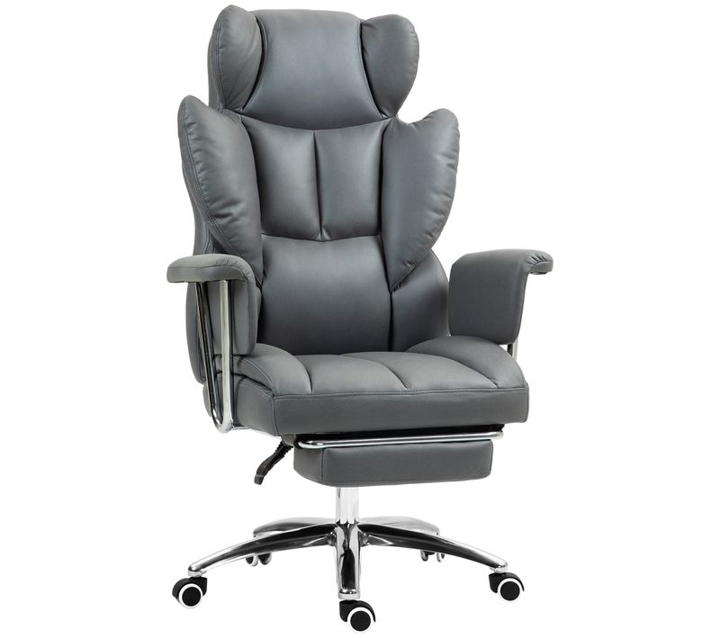 Chaise De Bureau Inclinable Ergonomique Avec Repose-pieds, Gris Foncé