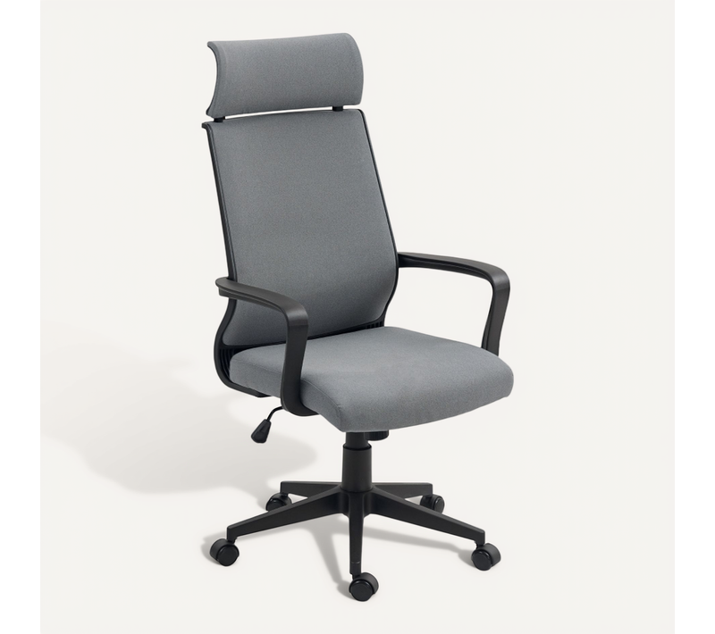 Fauteuil De Bureau Ergonomique Avec Accoudoirs, Appui-tête Et Revêtement En Laine Synthétique