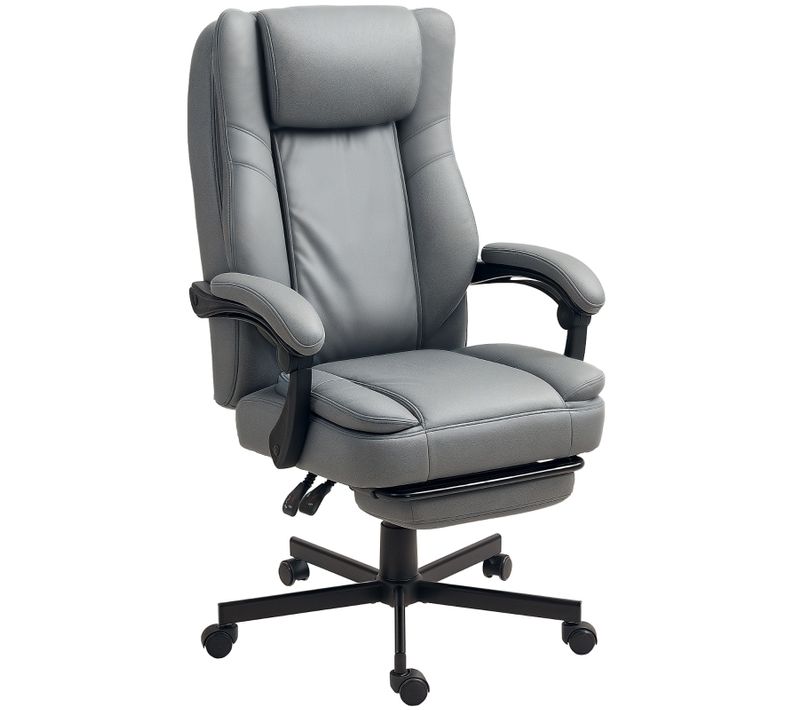 Fauteuil De Bureau Massage Avec Repose-pieds, Réglable, Gris, Ergonomique