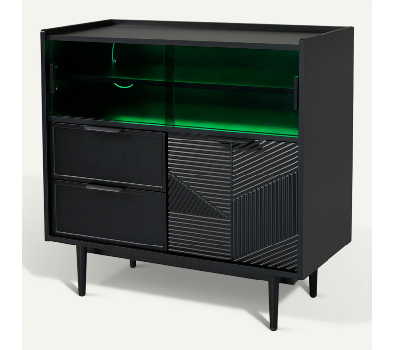 Armoire De Bureau 80 Cm Avec Porte Vitrée Et éclairage LED Multicolore