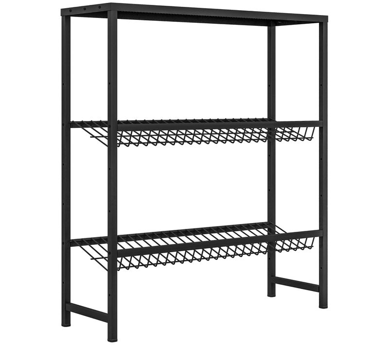 Étagère à Caisses De Boissons Autoportante 3 Niveaux Réglables 103x33x113,5 Cm Acier Noir