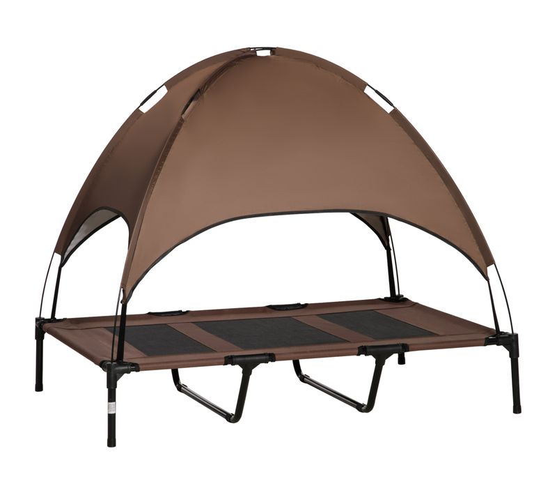 Panier Surélevé Avec Baldaquin Respirant En Taffetas Café 122x92x108 Cm