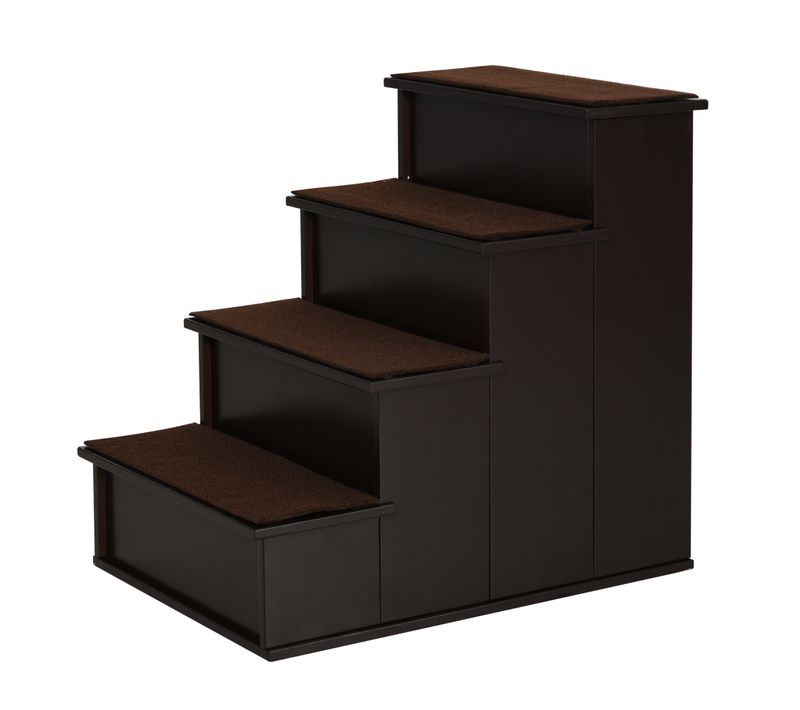 Escalier Pour Animaux 3 Marches En Mdf Avec Tapis Antidérapant Brun Foncé 40x59x54,2 Cm