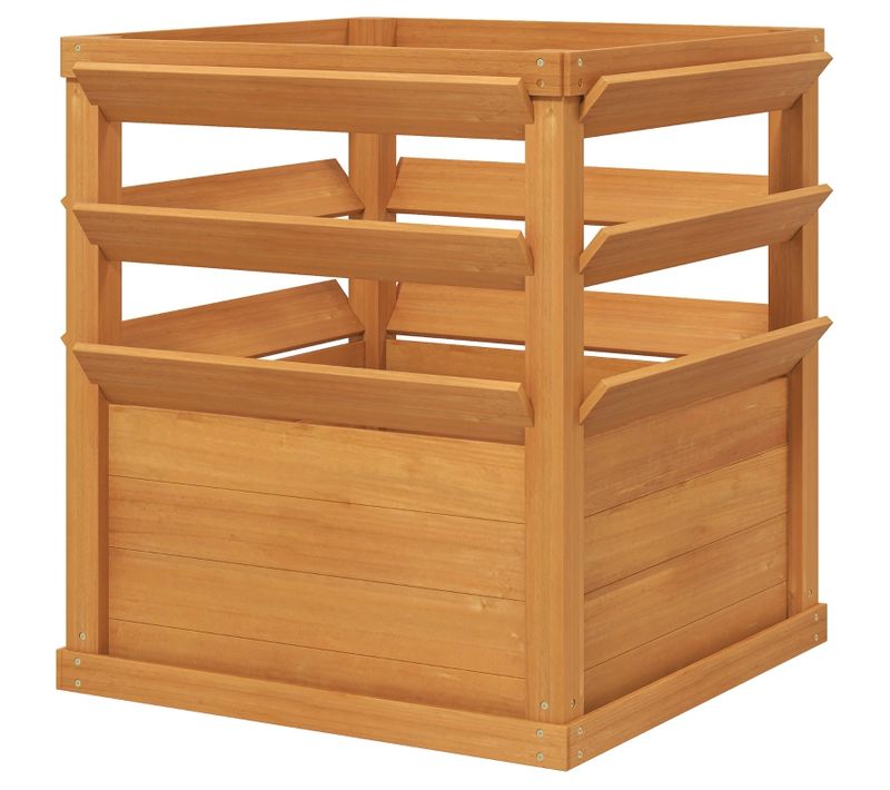 Bac à Plantes Surélevé En Bois D’épicéa Avec Treillis 65x65x73 Cm