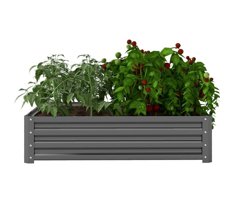 Bac à Fleurs En Acier Gris Clair 120x120x30 Cm Pour Jardin, Balcon Et Terrasse