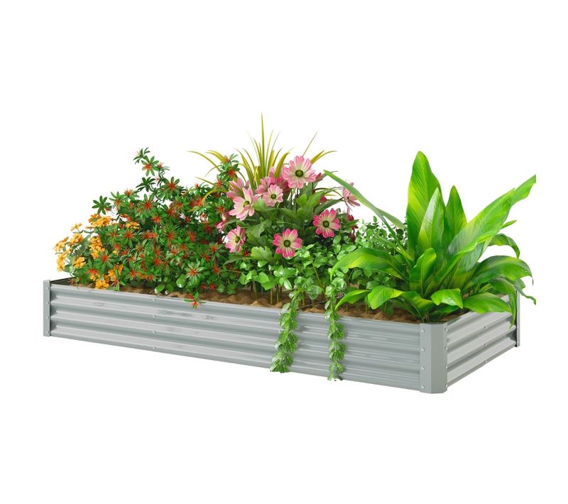 Haut Bac à Fleurs En Acier 240x120x30 Cm Résistant Aux Intempéries, Balcon Et Jardin