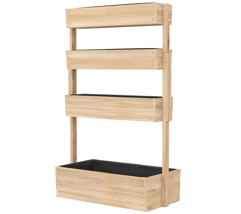 Bac à Fleur En Bois 4 Niveaux Avec Drainage 88,5x45x140 Cm Pour Balcon Et Jardin