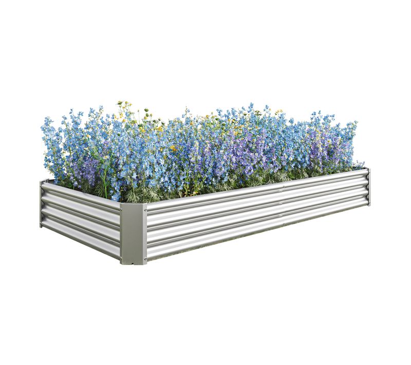 Bac à Fleur En Acier Argenté 232x113.5x30 Cm, Robuste Et Durable Sans Fond